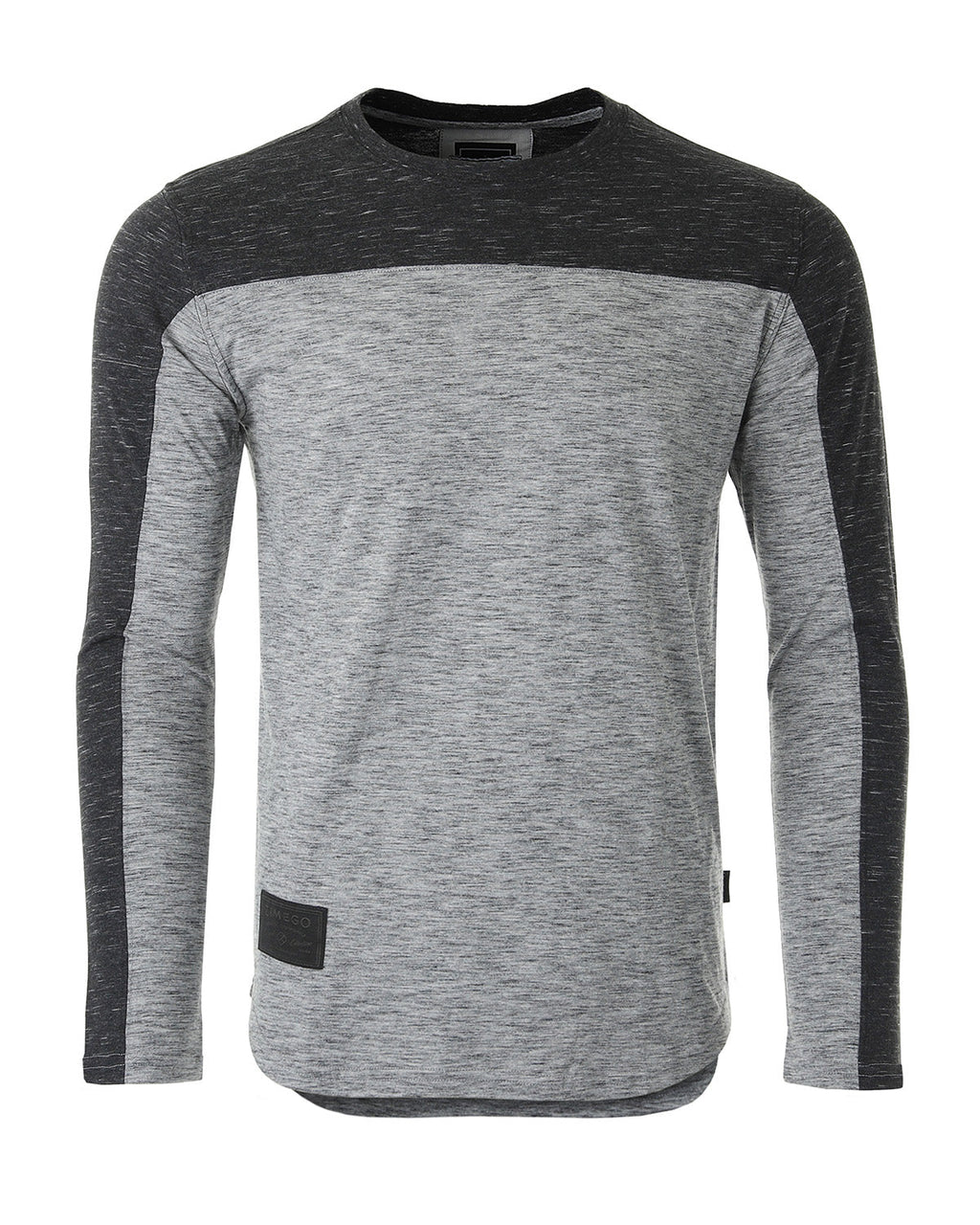 Athletic Color Block Long Sleeve Curved Hemline Casual Shirt (Black/Maroon) Pack of 2