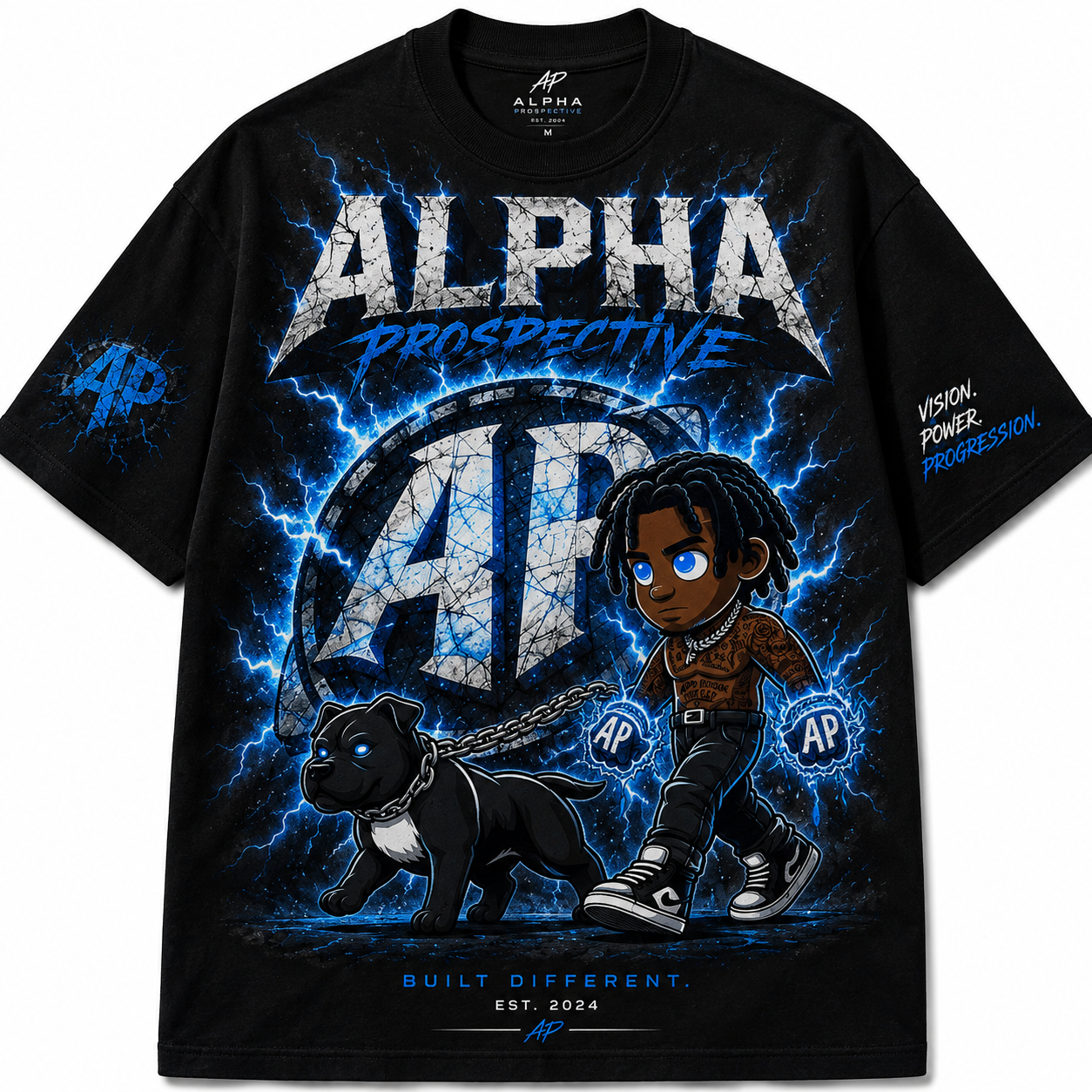 Alpha Prospective Built Different black graphic T-shirt